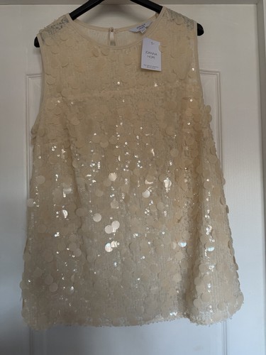 Cream sequin vest - sequin, top