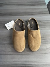 Zara Tan Suede Mule Slip Ons