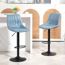Modern Bar Stools Set of 2 Tufted Bar Chairs with Adjustable Height Swivel Seat