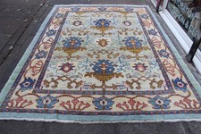 Vintage Traditional Hand Made Turkish Oushak Oriental Wool Blue Carpet 262x200cm