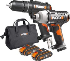 WORX WX902 TWIN CORDLESS DRILL & IMPACT DRIVER 2 x 20V 2AH BATTERY & CHARGER