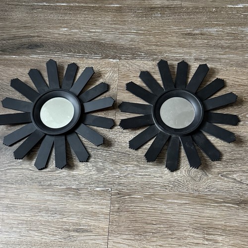 Black sunburst wall mirrors - black,