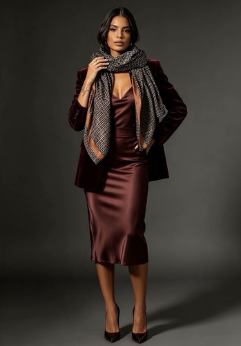 Tan brown black scarf - scarf, arty