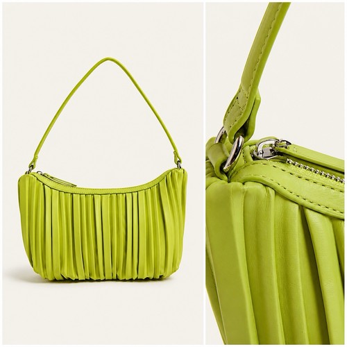 Lime green ruched shoulder - green,