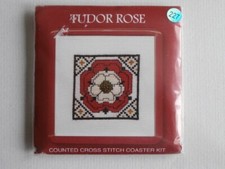 Counted cross stitch Coaster kit TUDOR ROSE Textile Heritage