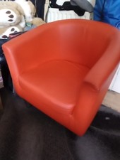 Red Faux Leather Tub Chair