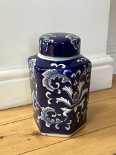 Hexagonal Ginger Jar Blue And