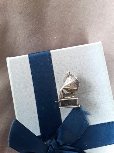 Silver charm gramaphone - charm,