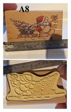 Christmas Holiday Cute Bear and Sleigh  Wooden Rubber Stamp  -  A8