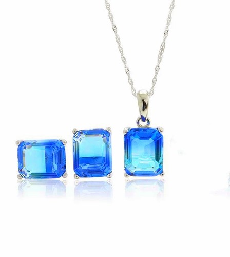 Blue rectangle pendant 925 - pendant,