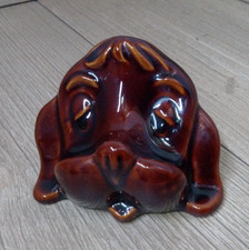 Dog Face Glasses Holder Spectacles Rest Brown Glazed Denmead Pottery Vintage
