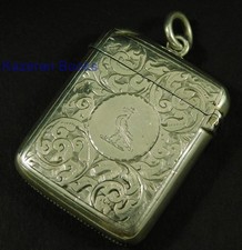 Antique Solid Sterling Silver Matchsafe Vesta Case Victorian George Unite 1895
