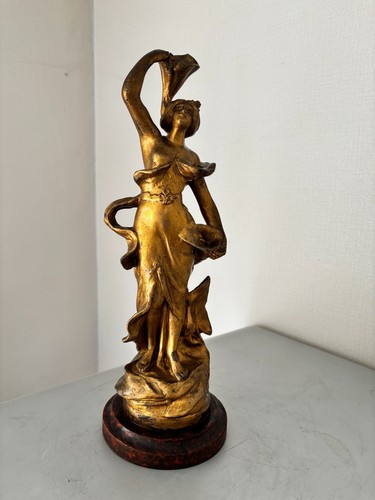 Art nouveau spelter statue - art,