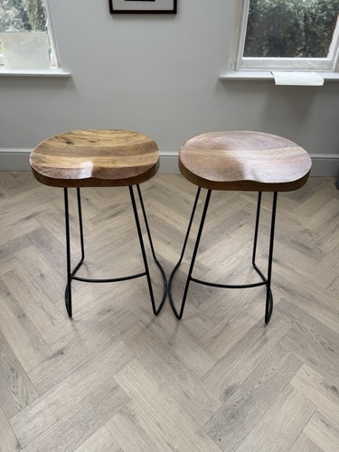 Pair solid wood metal bar - wood,