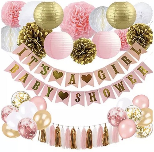 Pink baby shower balloons - pink,