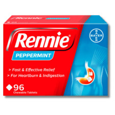 Rennie Peppermint 96 Chewables Tablets -Effective Heartburn & Indigestion Relief