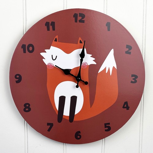 Wall clock for kids - kids, fox