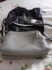OSPREY LONDON THE CROFT LEATHER CROSS  BODY BAG GREY USED