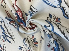 Titley & Marr Gujarat Safari Cobalt And Coral Fabric Remnant