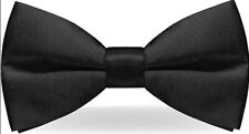 Luxury Plain Black Men's Pre-Tied Satin Formal Bowtie Adjustable Length Bow Tie