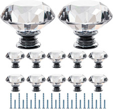 FURNIWARE Clear Crystal Door Knobs, 12 Pcs 50Mm Crystal Glass Door Drawer Knobs 
