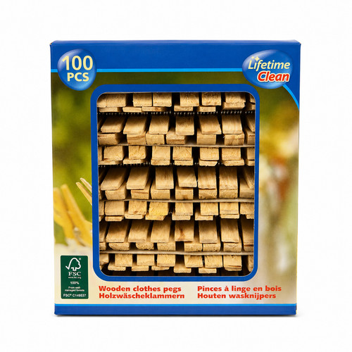 100 wooden clothes - wooden, pegs