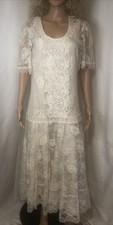 Jessica McClintock Vintage 2pc Gatsby Style Lace Wedding Prom Formal Dress Sz L