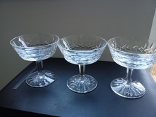 Waterford Crystal 3 Signed Lismore Champagne Saucers Coupes - 4 1/4" - Vgc