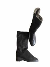 Richard Draper Grey Leather Knee High Boots Small Wedge Type Heel 4.5 Ex/Cond