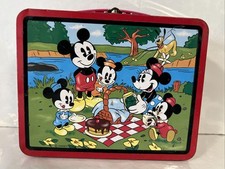 Vintage 1997 Disney Mickey Mouse Picnic Metal Lunch Box As Found
