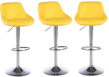 3 Yellow Faux Leather Bar Stools,  Kitchen Breakfast Bar swivel Yellow