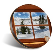 1 x Round 12cm Coaster - Alpine Window Ski Resort Skiing #14195
