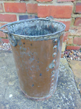 Antique Early 19th C Hand Made French Copper Studded Wine Bucket Pail - Stamped