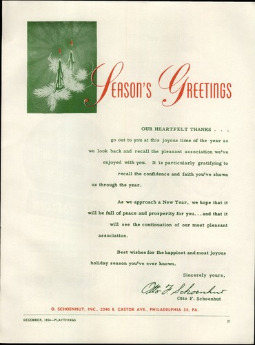 1954 paper schoenhut - 1954, ad