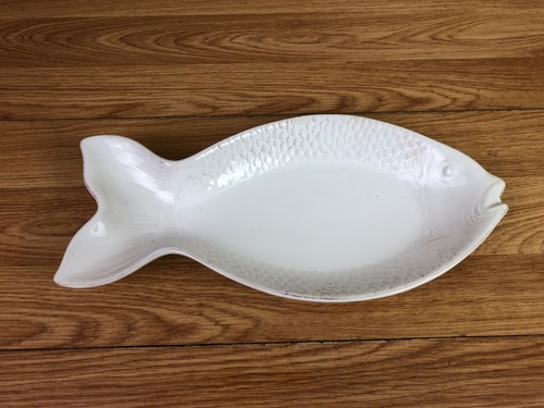 White ceramic fish - white, shaped