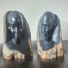 Pair vintage hand carved - of, hand-carved