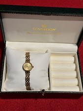 9ct solid gold Sovereign ladies bracelet watch +SOVEREIGN BOX