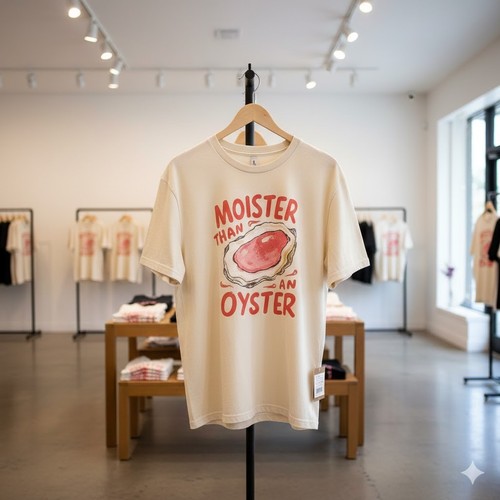 Moister than oyster funny - than,