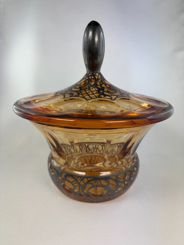 Art deco glass - glass, lidded