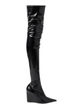 AMINA MUADDI Danielle Stretch Latex Wedge Thigh Over Knee Boots Black 37 UK 4