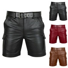 Men's Casual PU Leather Shorts