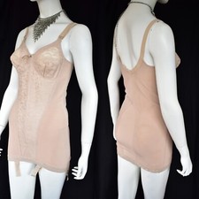 Corselet Vintage New nude all in one petticoat suspenders Sexy zip front