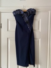 Vesper Navy Blue Sleeveless Bandeau Dress Size 8 Sequins