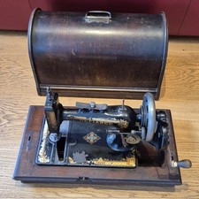 Cased Antique Harris Defiance Hand Crank Sewing Machine -Parts, Spares or Repair