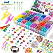 12000PCS Assorted Colour Rubber Kit Box Loom Bands DIY Bracelet Making Set Gifts