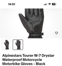 Alpinestars Tourer W-7 Drystar Waterproof Motorcycle Motorbike Gloves - Black