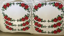 6 Mid Century Vtg Vinyl POINSETTIAS Oval Placemats Very Nice Condition