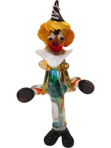 Colourful glass clown figurine - glass,