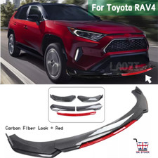 Front Bumper Lip Splitter Spoiler Carbon Fiber Black + Red For Toyota RAV4