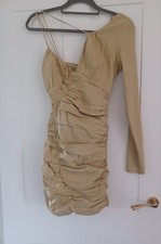 Zara Women's Mustard Yellow Ruched Bodycon, Dress, Size S